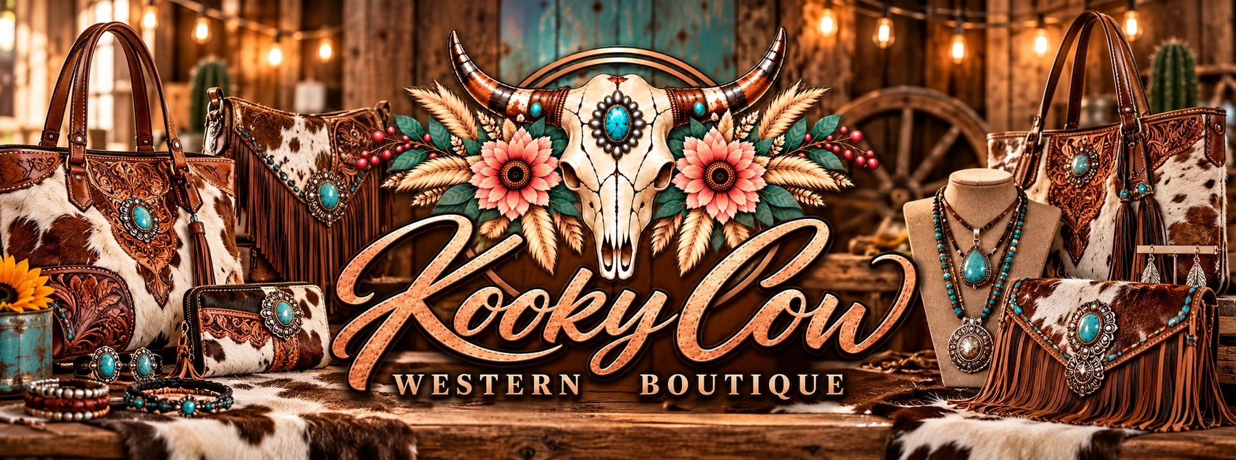 Kooky Cow Western Boutique with western handbags and turquoise jewelry